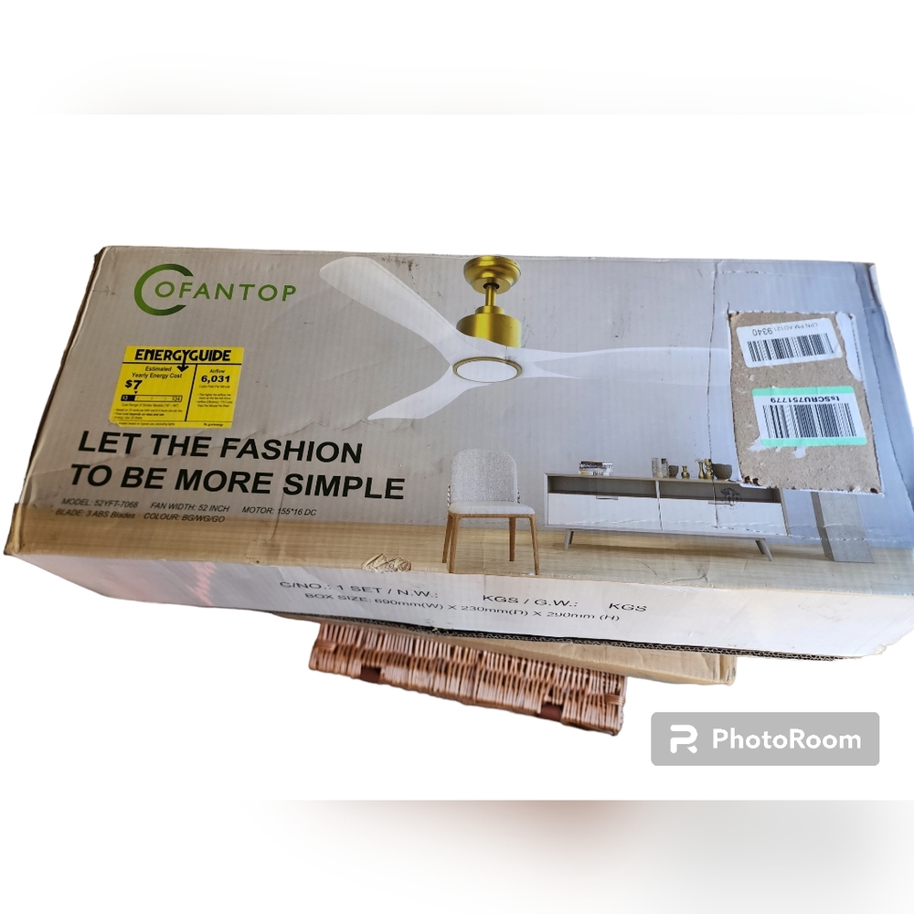 Ofantop 52" Ceiling Fan Gold and White